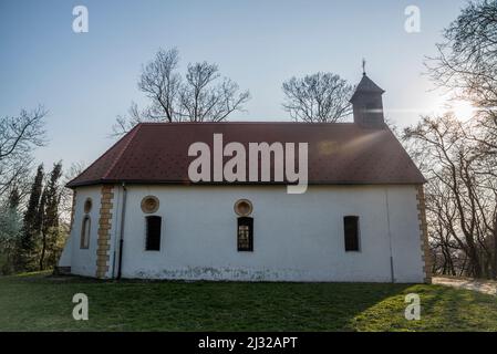 Die Kapelle des hl. Rocco aus dem 18.. Jahrhundert in Rokov perivoj, einem elitären Teil von Zagreb, in dem einst berühmte kroatische Künstler lebten, Zagreb, Kroatien Stockfoto