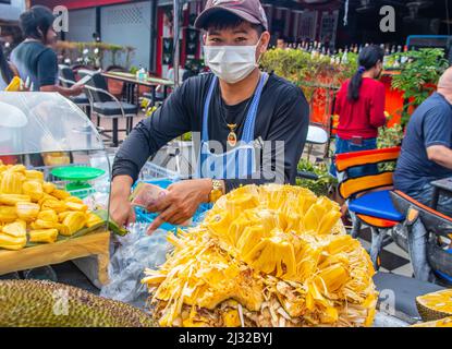 Jackfruits zum Verkauf in den Straßen von Thailand Südostasien Stockfoto