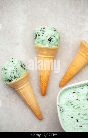 Minze Choc Chip Ice Cream Stockfoto