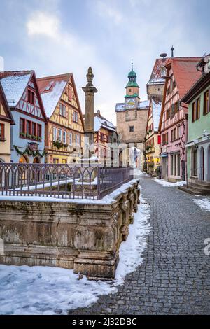 Der Röderboden mit Markusturm in Rothenburg ob der Tauber, Ansbach, Mittelfranken, Franken, Bayern, Deutschland, Europa Stockfoto