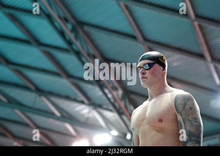 Adam Peaty von Loughborough NC in Aktion während der Men's Open 100m Breaststroke Heats am ersten Tag der British Swimming Championships 2022 im Ponds Forge International Swimming Center, Sheffield. Bilddatum: Dienstag, 5. April 2022. Stockfoto