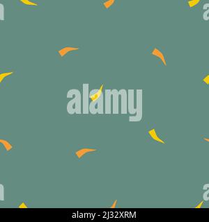 Nahtloses, einfaches geometrisches Blütenblatt-Muster. Grün, gelb, orange Farben. Leuchtendes Kinder-Textilmuster. Stock Vektor
