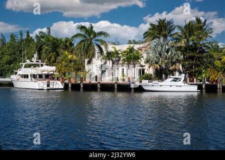 Ft. Lauderdale, Florida.  Marina Zulauf E. Las Olas Boulevard. Stockfoto