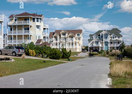 Outer Banks, Avon, North Carolina.  Ferienhäuser in Strandnähe. Stockfoto