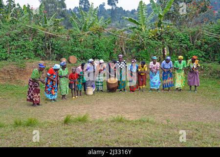 Uganda; westliche Region; südlicher Teil; Tanzvorstellung im Kulturzentrum in Ruguburi Stockfoto