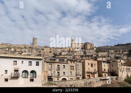 Die mittelalterliche Stadt Guimerá, Katalonien, Spanien Stockfoto