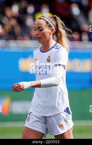 BARCELONA - MÄR 13: Kosovare Asllani in Aktion beim Primera Iberdrola-Spiel zwischen den Frauen des FC Barcelona und Real Madrid beim Johan Cruyff Stockfoto