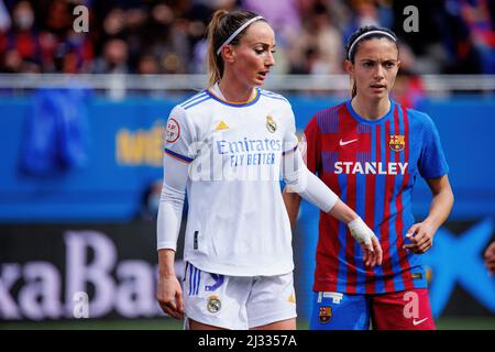 BARCELONA - MÄR 13: Kosovare Asllani in Aktion beim Primera Iberdrola-Spiel zwischen den Frauen des FC Barcelona und Real Madrid beim Johan Cruyff Stockfoto