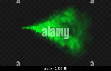 Grüner Rauch, unangenehmer schlechter Geruch, giftiges Gas realistische Vektordarstellung. Grüne Stinkwolke, Smog oder chemischer Dampf, Gestank Dunst Farbspray isolieren Stock Vektor
