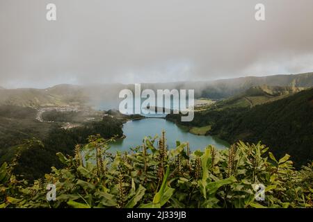 Sete Cidades Lagune in São Miguel Stockfoto