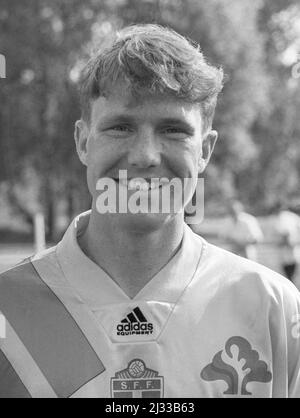 JAN ERIKSSON Football IFK Norrköping und die schwedische Nationalmannschaft zur Fußball-Europameisterschaft 1992 Stockfoto