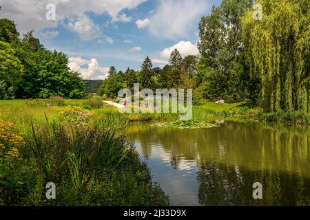 Painter's Blick in den Kurpark von Bad Pyrmont, Stadtteil Hameln-Pyrmont, Niedersachsen, Deutschland Stockfoto