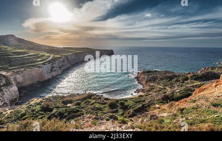 Bay of Whispers an der Küste von Malta Stockfoto