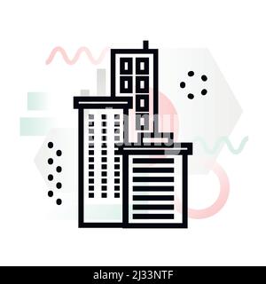 Concept Icon des Firmengebäudes mit abstraktem Hintergrund, moderne dünne Linie Design Vektor Illustration für Grafik-und Web-Design Stock Vektor