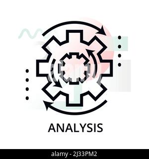 Analyse-Konzept-Symbol auf abstraktem Hintergrund aus Wissenschaft Symbole gesetzt, für Grafik-und Web-Design, moderne editierbare Linienvektor Illustration Stock Vektor