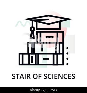 Stair of Science Concept Icon auf abstraktem Hintergrund aus Science Icons Set, für Grafik- und Webdesign, moderne editierbare Linienvektordarstellung Stock Vektor