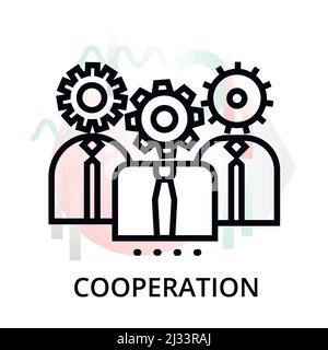 Kooperationskonzept Icon auf abstraktem Hintergrund aus Wissenschaft Icons Set, für Grafik und Webdesign, moderne editierbare Linienvektorillustration Stock Vektor