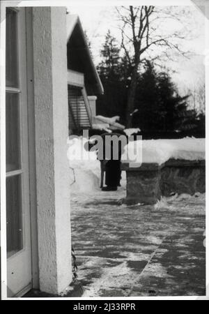 Eva Brauns Fotoalben, ca. 1913 - ca. 1944. Diese Alben werden Eva Braun zugeschrieben (vier werden von ihrer Freundin Herta Schneider, geb. Ostermeyer, beansprucht) und dokumentieren ihr Leben aus ca. 1913 bis 1944. Es gibt viele Fotos von Eva, ihren Schwestern und ihren Kindern, Herta Schneider und ihren Kindern, sowie Fotos von Evas Ferien, Familienmitgliedern und Freunden. Dazu gehören Fotografien von und von Eva Braun im Hitlerhaus Berghof (oder Kehlstein), Fotografien von Hitler und seinem Gefolge, Besucher von Berghof und der Landschaft um Berchtesgaden sowie einige Studioporträts von Eva Stockfoto