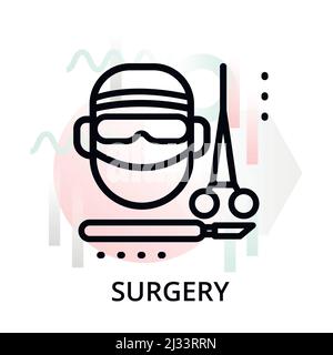 Moderne flach bearbeitbare Linie Design Vektor Illustration, Konzept der Chirurgie Symbol auf abstraktem Hintergrund, für Grafik-und Web-Design Stock Vektor