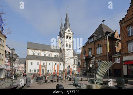 UNESCO St. Severus Kirche auf dem Marktplatz in Boppard, Rheinland-Pfalz, Deutschland Stockfoto