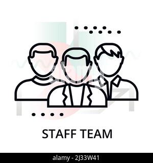 Moderne editierbare Linienvektorillustration, Symbol für Mitarbeiterteam auf abstraktem Hintergrund, für Grafik, für Grafik und Webdesign Stock Vektor