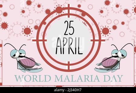 Vektor-Illustration zum Welt-Malaria-Tag. Geeignet für Grußkarten, Poster und Banner. Es wird jährlich am 25. April gefeiert und feiert den globalen effo Stock Vektor