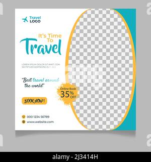 Reisen Social Media Post Banner Vorlage Design, Tour Reise Urlaub Tourismus Marketing Social Media Post Stock Vektor