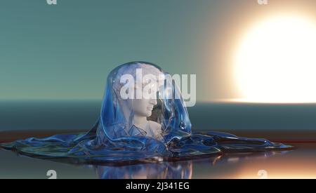 Abstrakter Hintergrund antiker Skulptur. 3D Rendern. Stockfoto