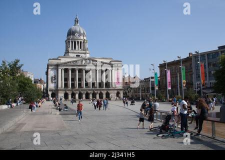 Blick auf den Old Market Square in Nottingham in Großbritannien Stockfoto