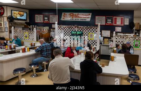 Kleine lokale Unternehmen auf dem Green Dragon Farmers Market & Auktion Ephrata PA Stockfoto