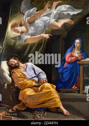 Der Traum des heiligen Joseph von Philippe de Champaigne (1602-1674), Öl auf Leinwand, 1642/43 Stockfoto