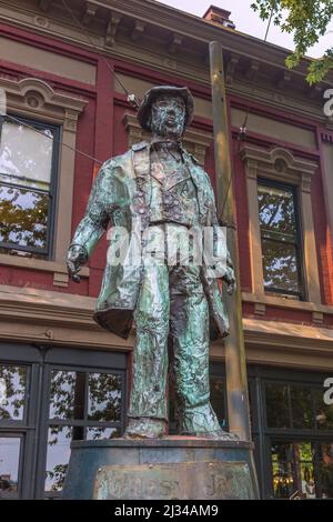 Vancouver, Gastown, Gassy Jack, Bronzestatue des Stadtgründers John Deighton Stockfoto