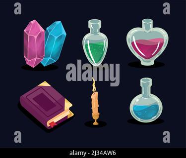 Sechs magische Hexen-Symbole Stock Vektor