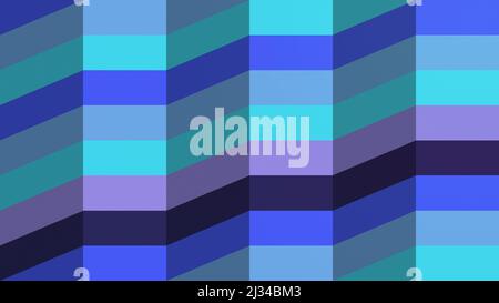 Abstrakte bunte Musterkunst, 3D Effekt. Modernes geometrisches Muster, abstrakter Hintergrund mit blauen, türkis & violetten Farben. 4K Auflösung. Stockfoto