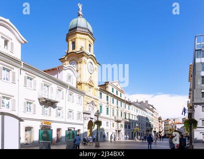 Rijeka; Gradski toranj, Stadtturm, Korzo Stockfoto