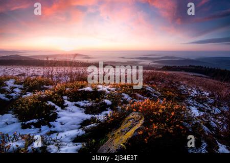 Winter auf der Wasserkuppe in der Rhön, Deutschland Stockfoto