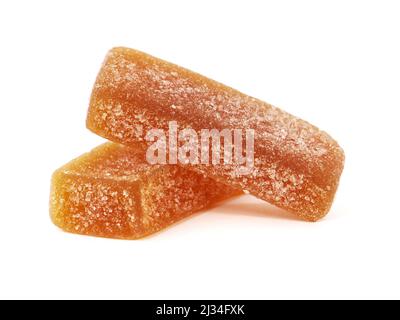 Fruchtgeleeriegel isoliert auf Weiß Stockfoto