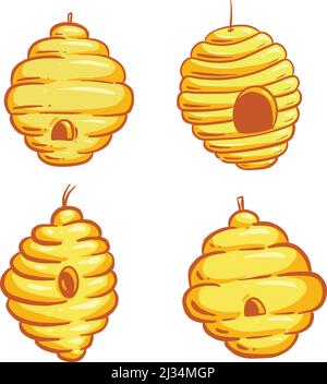 Niedliche Cartoon Bienenstock Illustration Kollektion für Logo für Bienen Stock Vektor