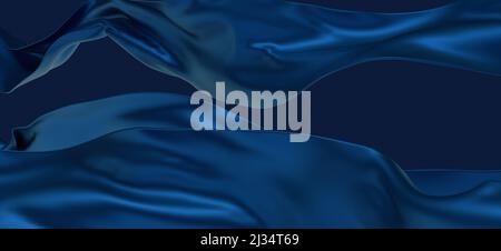 Ein 3D Rendering des abstrakten blauen Wellenhintergrunds Stockfoto