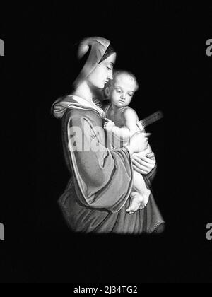 Fototapillustration der Madonna mit Kind aus einem Gemälde von William Dyce, digital erweitert. Stockfoto