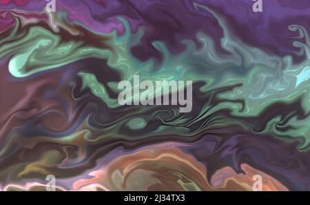 Ein dunkles Luxus-abstraktes Fluidkunstgemälde in Alkoholtinte-Technik Stockfoto