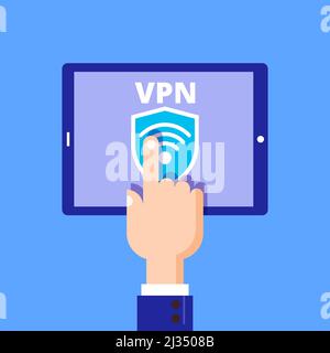 Manuelle Aktivierung von vpn. Für Druck und Design. Vektorgrafik. Stock Vektor