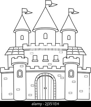 Royal Castle Malvorlagen für Kinder isoliert Stock Vektor