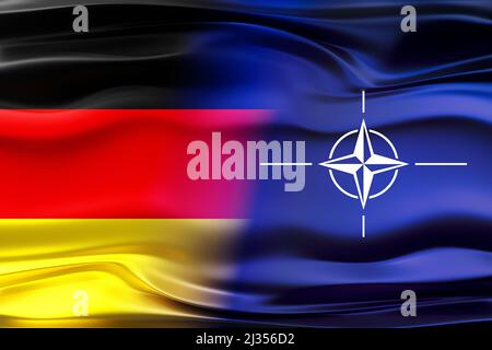 Flaggen Deutschland und NATO - 3D Abbildung Stockfoto