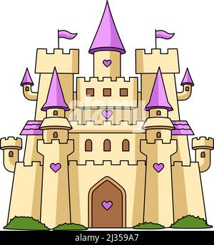 Big Castle Cartoon Farbige Cliparte Illustration Stock Vektor