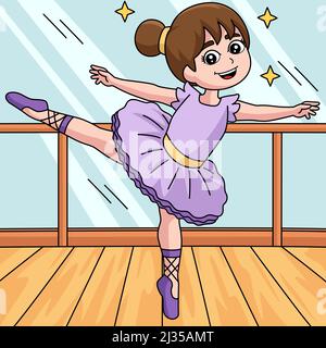 Tanzende Ballerina Mädchen Farbige Cartoon Stock Vektor