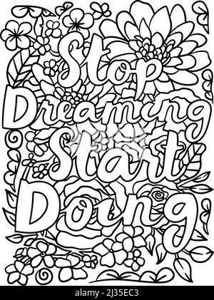 Stop Träumen Beginnen Sie Mit Motivationsfärbung Stock Vektor