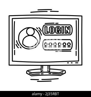 Account Password Teil von Computer und Betriebssystem Handgezeichnetes Icon Set Vector. Stock Vektor