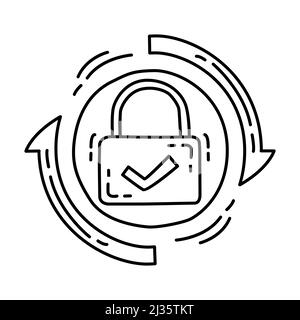 Update und Sicherheit Teil von Computer und Betriebssystem Handgezeichneter Symbolsatz Vektor. Stock Vektor