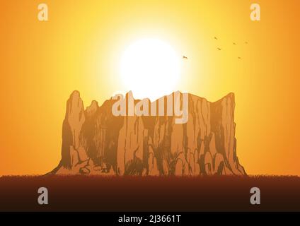 Skizzendarstellung eines felsigen Berges Stock Vektor